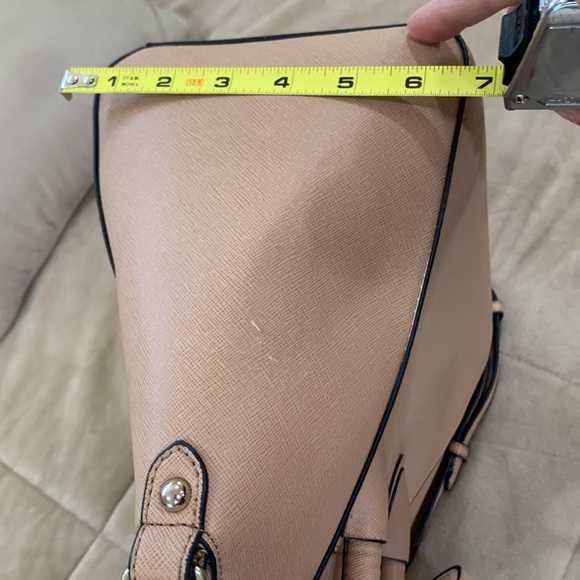 Guess Cream Beige Satchel Purse Handbag with Top Handles Studded Outline - Picture 13 of 15